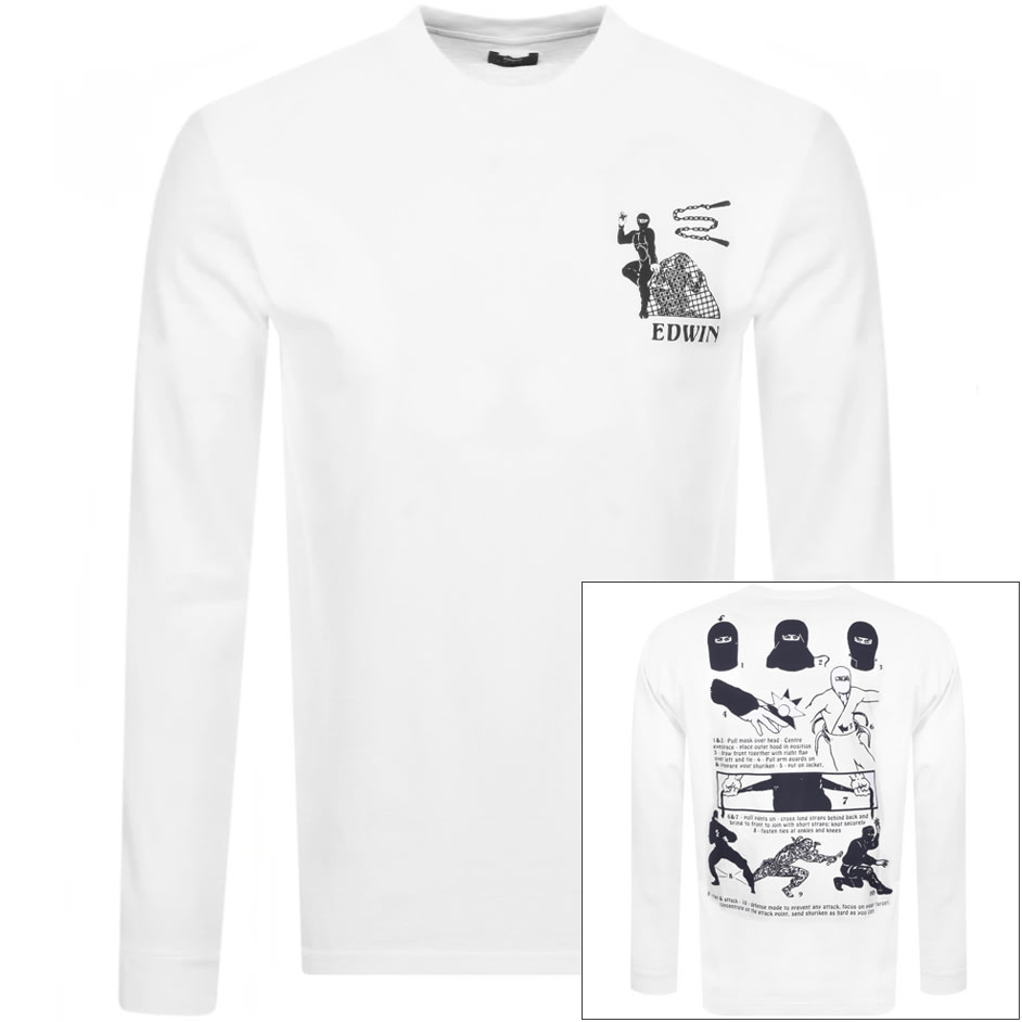 Alternative Image for ProductEdwin Shinobii Logo Long Sleeve T Shirt White1